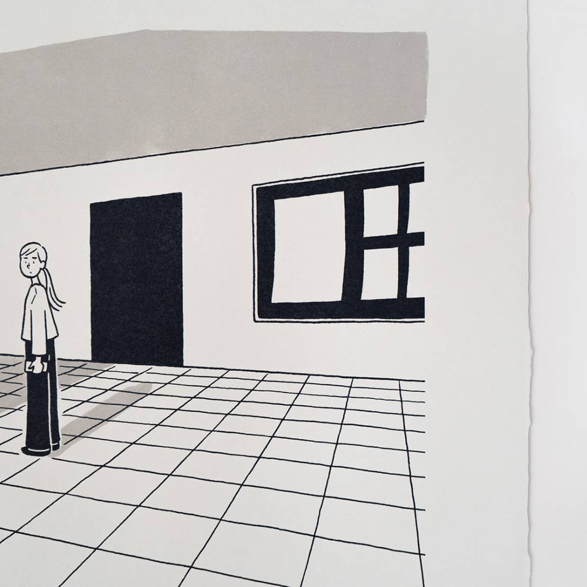 08 「もう5時か」リトグラフ プリント / 小幡彩貴 個展 『鐘が鳴ると何