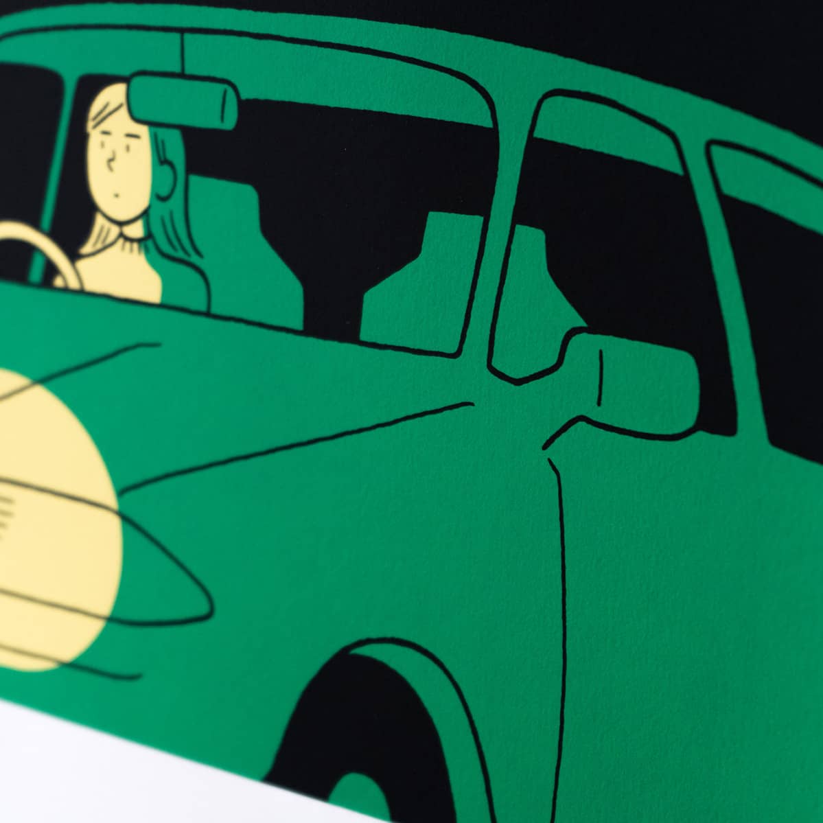 03-1 「I'm in the car.[Green]」シルクスクリーン プリント