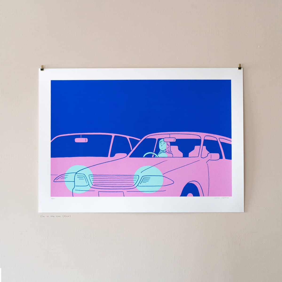 小幡彩貴　シルクスクリーン　シリアルあり 03-1 「I'm in the car.[Green]」シルクスクリーン プリント