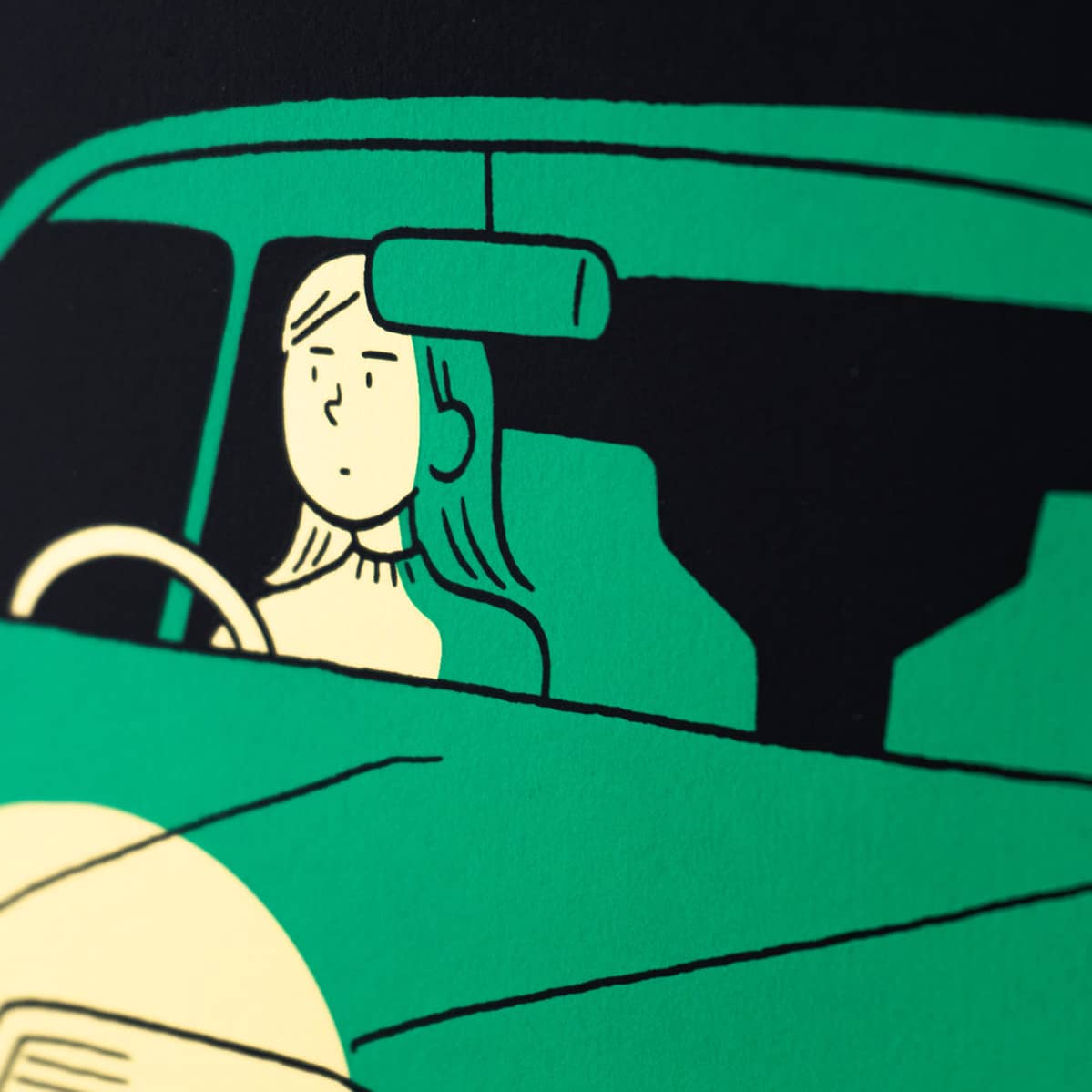 03-1 「I'm in the car.[Green]」シルクスクリーン プリント